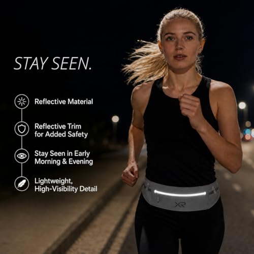 Running Belt Waist Pack for Men & Women, Slim Running Fanny Pack- Adjustable Fitness Waist Pouch, Bounce Free Jogging Belt, Waterproof Zipper, Reflective Running Gear (Gray) - color: Gray