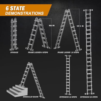 Soctone Ladder, A Frame Extension Ladder, 22.5 Ft Multi Position Ladder - size: 22.5 Ft