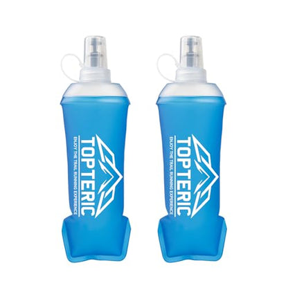 Collapsible Soft Flask Water Bottle, TPU Soft Folding Flexible Water Bottles for Hydration Pack/Running Vest, BPA/PVC Free, Ideal for Running Hiking Cycling Climbing (350ml-2 Pack) - style: 350ml-2 Pack