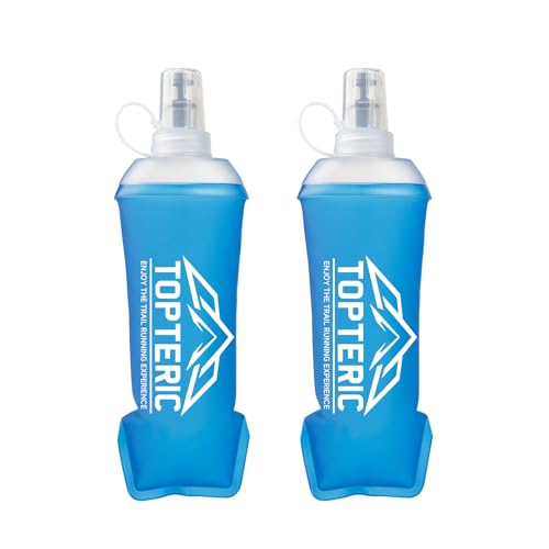 Collapsible Soft Flask Water Bottle, TPU Soft Folding Flexible Water Bottles for Hydration Pack/Running Vest, BPA/PVC Free, Ideal for Running Hiking Cycling Climbing (350ml-2 Pack) - style: 350ml-2 Pack