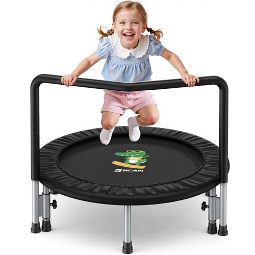 BCAN SP1 36'' Kids Toddler Trampoline Indoor, Foam Handle | FED Fitness - color: Black