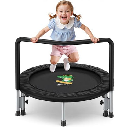 BCAN SP1 36'' Kids Toddler Trampoline Indoor, Foam Handle | FED Fitness - color: Black