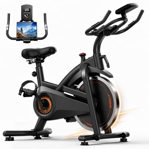 CURSOR FITNESS Exercise Bike, Stationary Bikes for Home with Brake Pad - color: Black