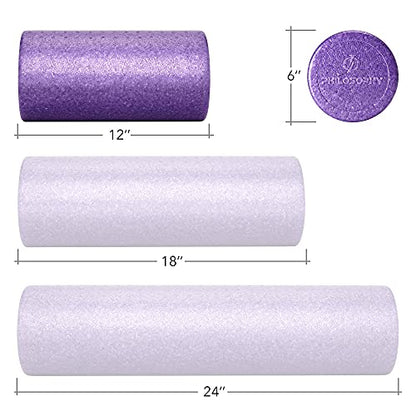 Philosophy Gym 12" High-Density Foam Roller for Exercise, Massage, Muscle Recovery - Round, Purple - color: Purple, size: 12 Inch