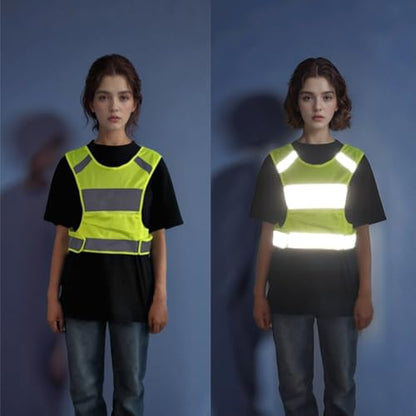 Reflective Vest Safety Running Gear - High Visibility Vest with Pocket for Running, Biking, Walking, Women & Men - color: Neon Yellow, size: Medium