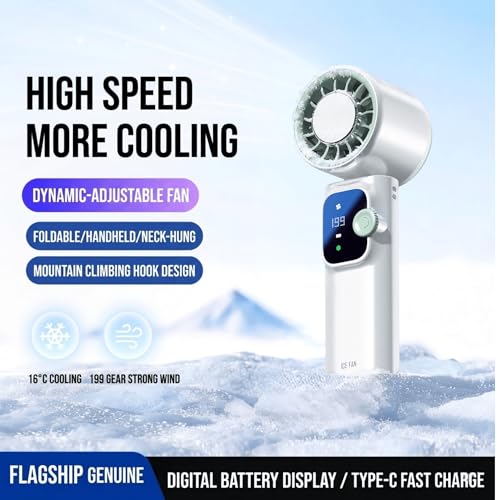 Portable Handheld Fan,Ice Cooling Personal Fan,Rechargeable Mini Fan(White) - color: White
