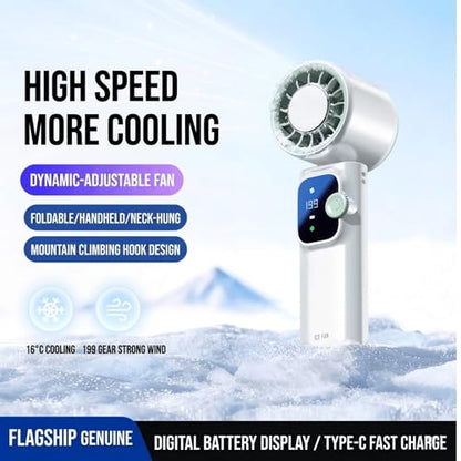 Portable Handheld Fan,Ice Cooling Personal Fan,Rechargeable Mini Fan(White) - color: White