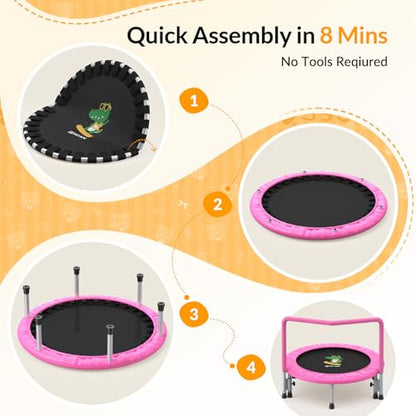 BCAN SP1 36'' Kids Toddler Trampoline Indoor, Foam Handle | FED Fitness - color: Pink