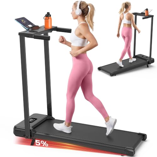 ANCHEER Walking Pad with Incline-Small Treadmill for Home - color: Dark Black