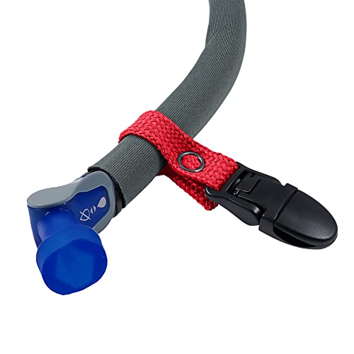 Hydration Pack Drink Tube Lanyard Clip - color: Red