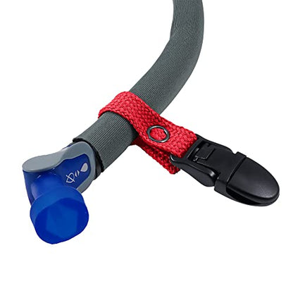 Hydration Pack Drink Tube Lanyard Clip - color: Red