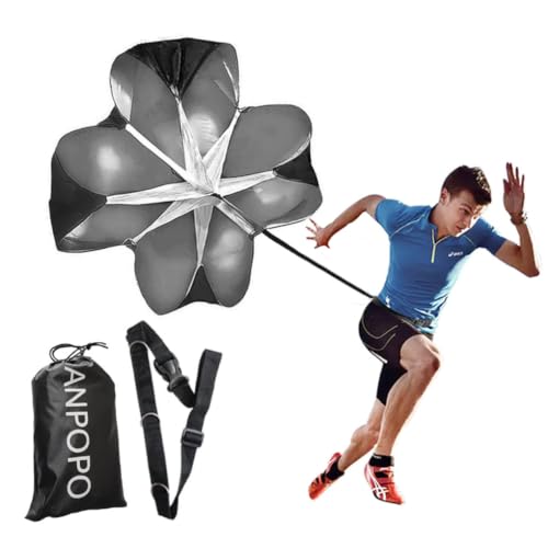 Bfsmile Running Speed Training 56" Parachute with Adjustable Strap, Free Carry Bag. Speed Chute Resistance Running Parachute for Kids Youth and Adults - color: Black