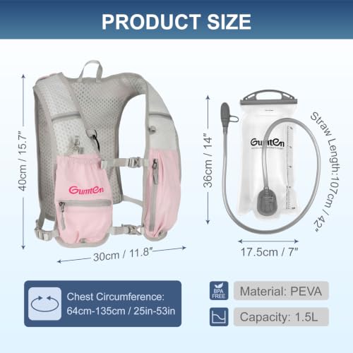 Running Vest for Women, Hydration Vest with Adjustable Chest Straps for Marathon Jogging Hiking Cycling - size: Pink, style: Running Vest with 1.5L Water Bladder