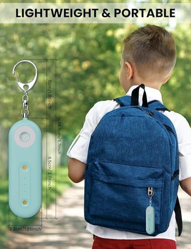 Personal Safety Alarm Keychain for Women, 130DB Loud Self Defense Key Chain with LED Strobe Light, Protection Safe Siren Devices for Elderly Emergency Travel College (Black + Light Blue) - color: Black + Light Blue