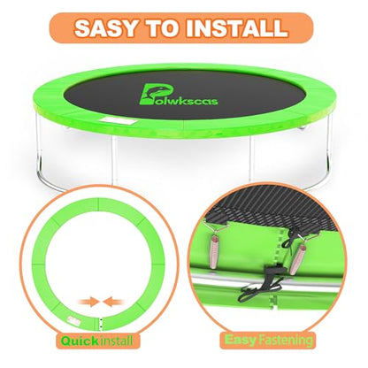 Trampoline Pad 10ft 12ft 14ft 15ft 16ft Trampoline Replacement Safety Pad, Waterproof and Tear-Resistant Safety Spring Cover Round Frame Pad, Trampoline Pad Replacement - color: Green, size: 16FT