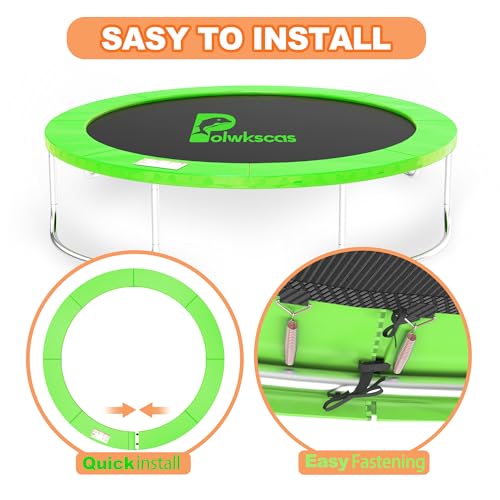 Trampoline Pad 10ft 12ft 14ft 15ft 16ft Trampoline Replacement Safety Pad, Waterproof and Tear-Resistant Safety Spring Cover Round Frame Pad, Trampoline Pad Replacement - color: Green, size: 12FT