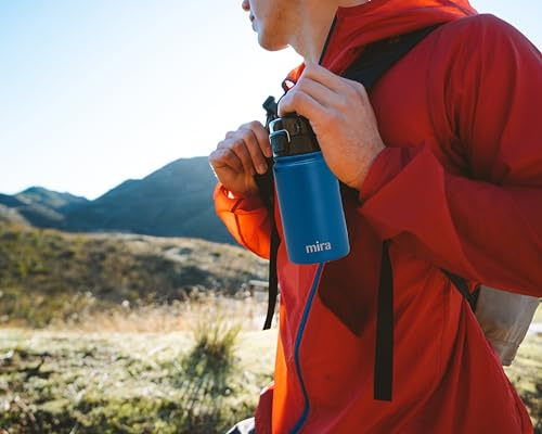 MIRA 12 oz Water Bottle with Spout Lid – Small Portable Vacuum Insulated Stainless Steel Thermo Flask for Travel, Hiking, Gym - Rose Pink - color: Rose Pink