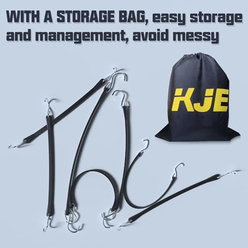 KJE 20Pack 21" Rubber Bungee Cords with S Hooks - Quality EPDM, Heavy Duty Black Bungee Straps, Ideal for Outdoor Tie Downs, Securing Tarps, Canvases, Cargo in Cold Hot Climates - size: 21"(L)-20Pcs