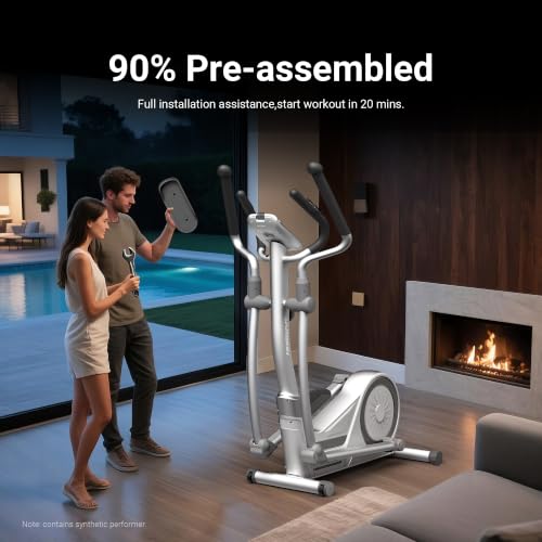 HARISON Elliptical Machine, 350 LB Capacity, 16-Level Resistance - color: White