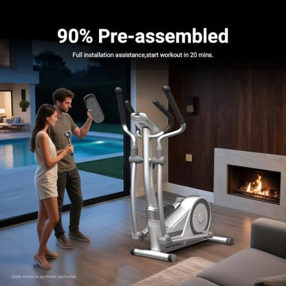 HARISON Elliptical Machine, 350 LB Capacity, 16-Level Resistance - color: White