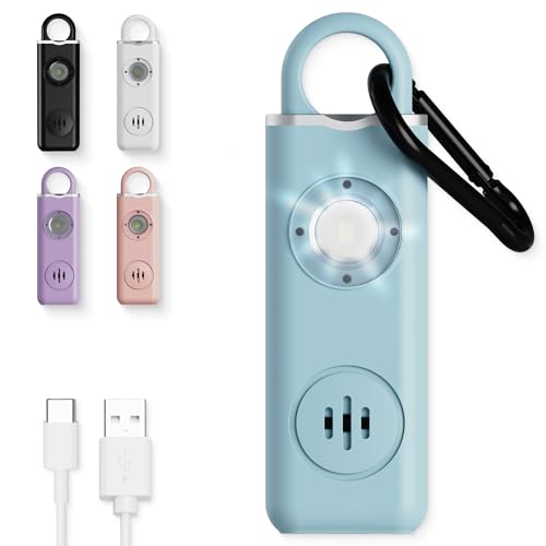 Rechargeable Personal Safety Alarm Keychain, 130dB, USB-C Charging, Blue - color: C - Blue