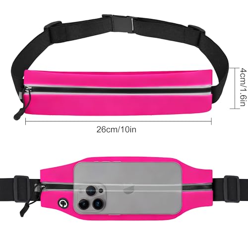 Running Belt Fanny Pack Men and Women Slim Running Bag Money Belt - color: Bright Red