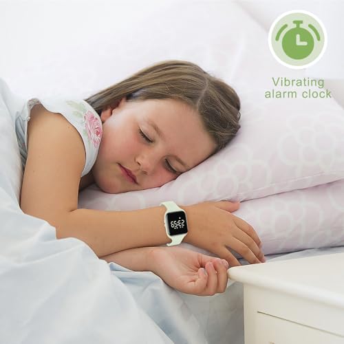 Kids Watches for Girls Boys Digital Sport Watch with Step Counter Pedometer Vibration Alarm Clock, No App Waterproof Fitness Tracker Kids Watch Boys Girls Teens Students Ages 5-16 - color: 028-E-GrayishGreen