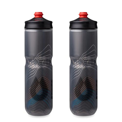 HydraPak Polar Surge Insulated Bike Water Bottle (24oz, Ascent Black) - color: Ascent Black, style: 24oz/700ml