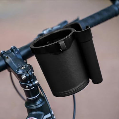 Bike Cup Holder & Phone Mount, 3-in-1 Waterproof Handlebar Drink Holder with Phone Mount ＆Cell Phon e Keys for E-Bike, Scooter, Stroller, Wheelchair (Black) - color: black