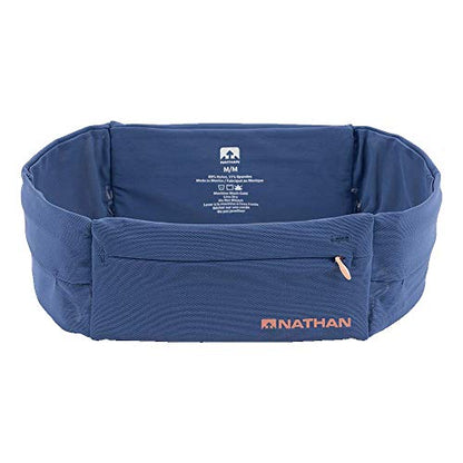Nathan Zipster Running Belt for Men and Women, Bounce Free Waist Pack, Running Fanny Pack Women, Pockets with Zippers, Fits All iPhones - color: Navy, size: XX-Small