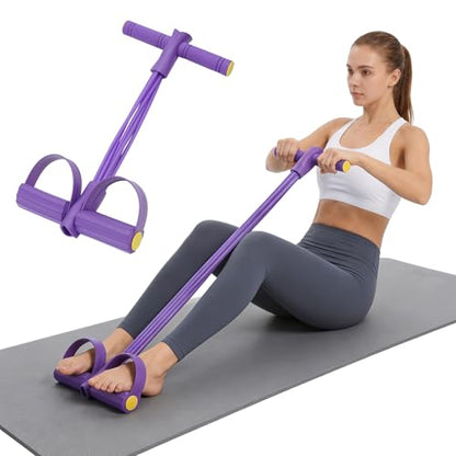 Multifunctional Pedal Resistance Band with Handle,6/8/10 Tubes for All Weights,Upgrade Heavy-Duty Stretch for Full Body Workouts. - color: Purple 10 tubes
