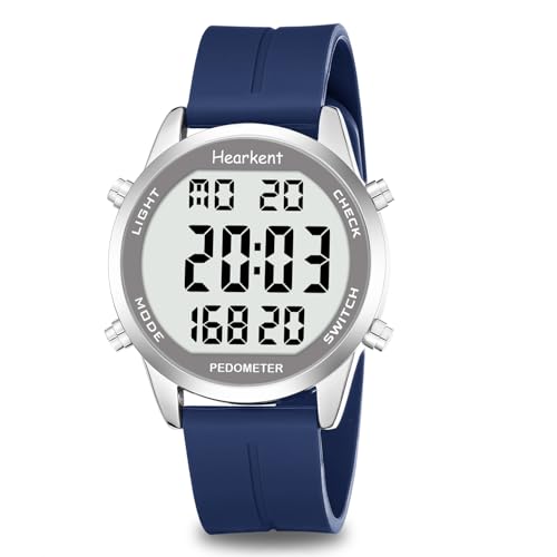 Hearkent Pedometer Watch for Walking for Senior Step Counter Watch - color: Blue