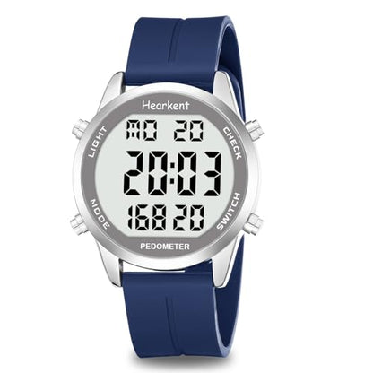Hearkent Pedometer Watch for Walking for Senior Step Counter Watch - color: Blue
