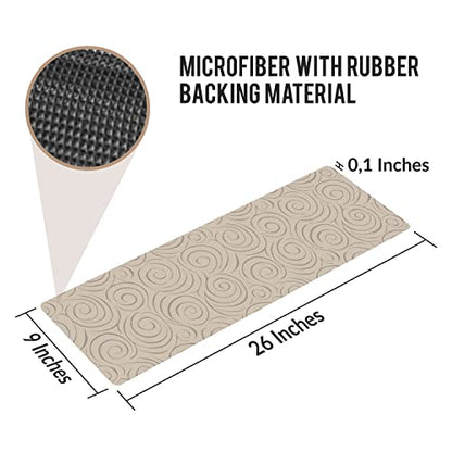 Set of 7 Stair Treads Ultra-Thin with Non Slip Rubber Backing 9”x26” Latte 7 Pieces - color: Latte, size: Design #4