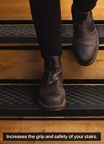 FINEHOUS Rubber Stair Treads Non-Slip Outdoor 35”x10” (5-Pack) – Anti-Slip Step Mat with Nosing - size: 35" X 10"