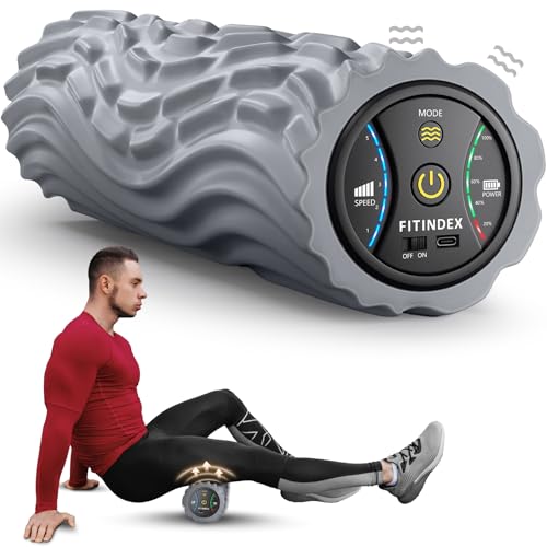 FITINDEX Vibrating Foam Roller for Exercise,5 Vibration Speeds,Rechargeable - color: Gray