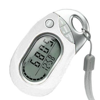 PE771 Walking 3D Pedometer with Clip and Strap | 7 Day Memory, Accurate Step Counter, Walking Distance Miles/Km, Calorie Counter, Target Goal, Active Time - color: White with Holster/Belt Clip