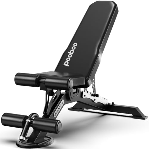 pooboo Adjustable Weight Bench,1500 LBS FID Bench for Home - color: Black