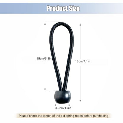 10 PCS Heavy Duty Trampoline Bungee Cords with Balls - 6.3 Inch Replacement Elastic Ropes for Fitness Trampolines, Includes Spring Puller Tool, Max Weight Limit 330 lbs, Quiet & Durable Bungee System - size: 6.3 in 10 PCS Bungee Cords With Ball