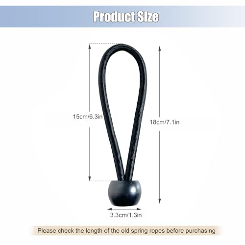 20 PCS Heavy Duty Trampoline Bungee Cords with Balls - 6.3 Inch Replacement Elastic Ropes for Fitness Trampolines, Includes Spring Puller Tool, Max Weight Limit 330 lbs, Quiet & Durable Bungee System - size: 6.3 in 20 PCS Bungee Cords With Ball
