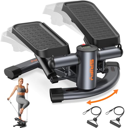 SPORTSROYALS Stair Stepper,Twist/Mini Stepper for Exercise at Home,Step Machine with Resistance Bands for Full Body Workout, 350lbs+ Capacity