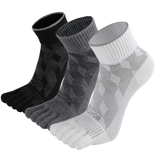 3 Pairs Coolmax Toe Five Finger Running Socks for Men Women -Lightweight Ankle Athletic Sock - color: Coolmax, size: Large