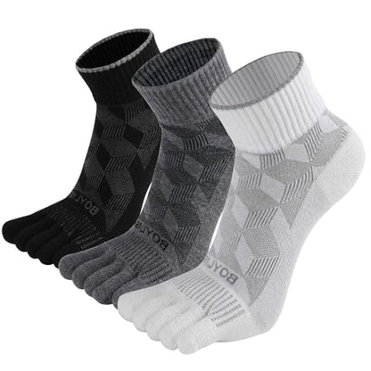 3 Pairs Coolmax Toe Five Finger Running Socks for Men Women -Lightweight Ankle Athletic Sock - color: Coolmax, size: Large