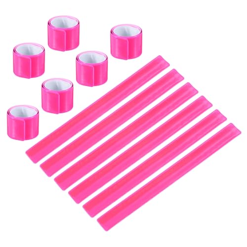 PATIKIL Reflective Slap Bands, Reflector Band Snap Bracelet Armbands High Visibility Safety Reflectors Wrist Strap Strips for Night Jogging Cycling Running Hiking - color: Pink