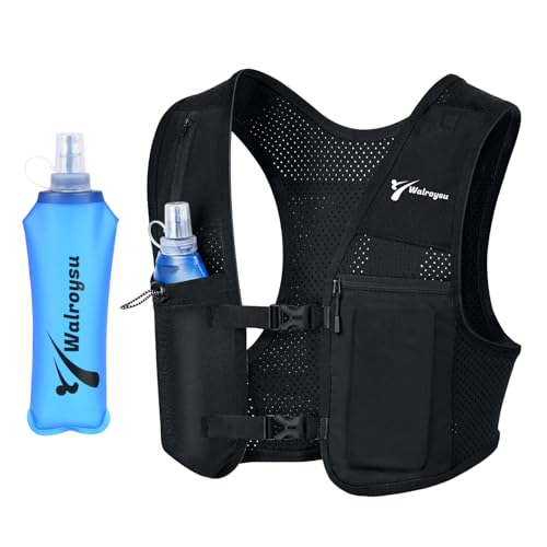 Running Vest for Women & Men, Adjustable Elasticated Sternum Straps Vest with 500ml Soft Flask, Fast and Free Reflective Running Vest, Designed for Running Marathon Trail Race Jogging Cycling - size: Large