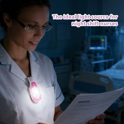 Nurse Night Light Rechargeable LED Clip on Flashlight for Night Shift - color: Pink and Blue