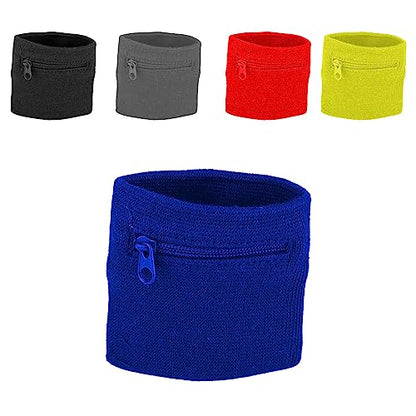 5 Pack Wrist Wallet Pouch with Zipper - Mini Sweatband Wristband Wallet for Women Men - Running Jogging Hiking Key Card Storage Bags