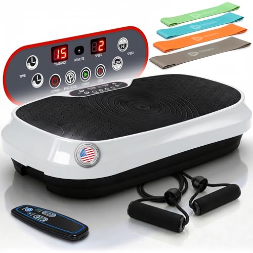 Lifepro Waver Mini Vibration Plate Exercise Machine with Resistance Bands - color: White