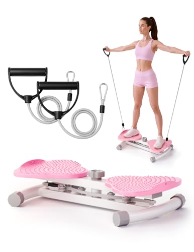 Waist Twister Machine Exercise, Ab Twist Board for Body Toning, Fat Burning, Supports 300 lbs, Noiseless, Anti-Slip, Compact Portable for Home, Gym, Apartment, Office - color: Pink