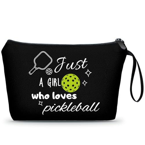 Pickleball Gifts for Women Teen Girl Daughter, Black Cosmetic Makeup Bag - color: pickleball53-black